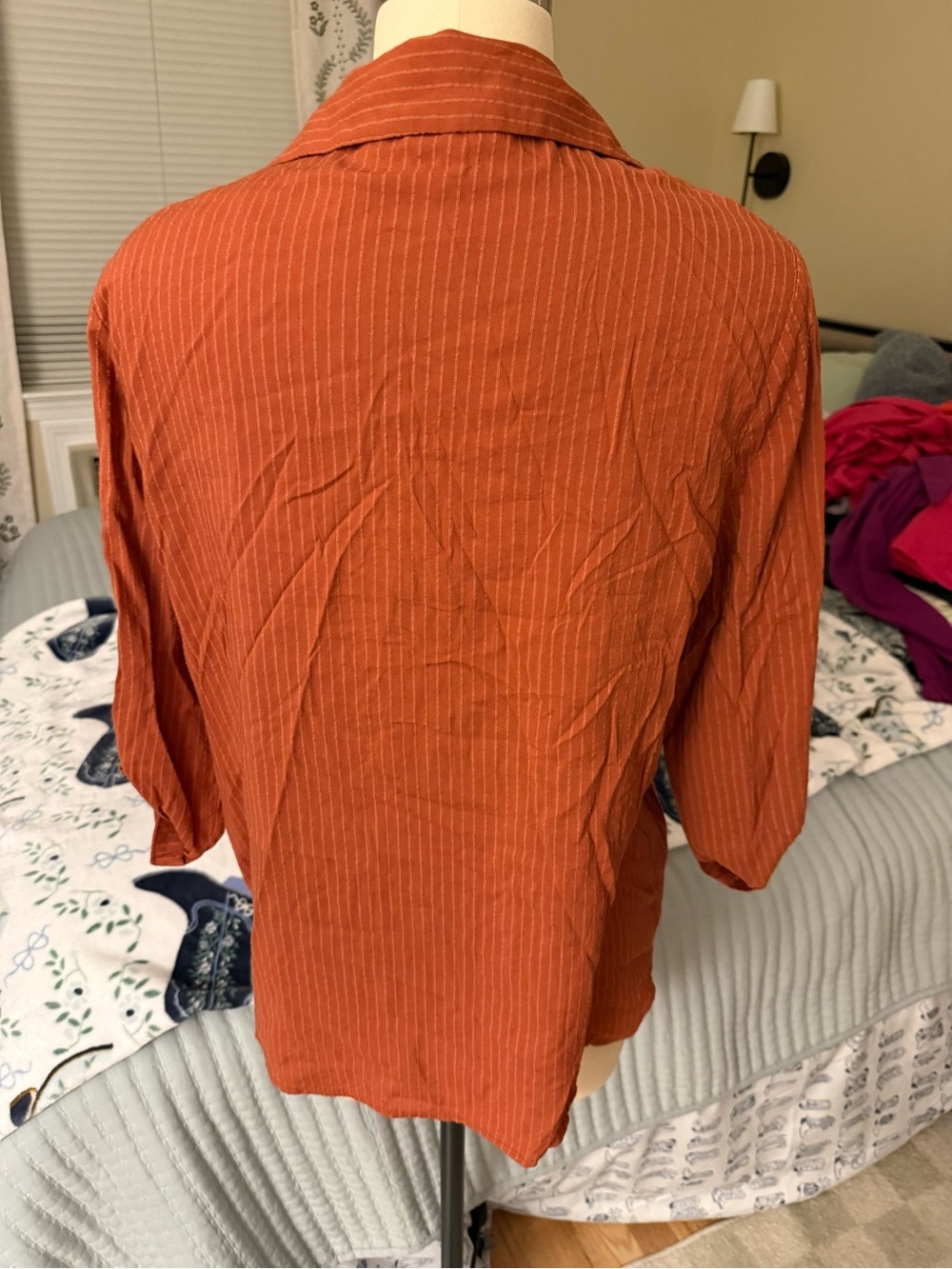 Entro Rust Pinstripe Button-Up Shirt - Picture 2 of 5